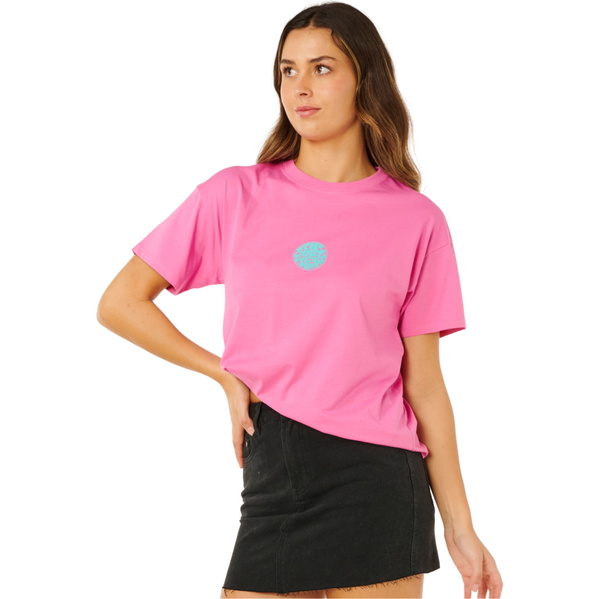 2026 Rip Curl Womens Icons Of Surf Relaxed Tee 0EGWTE - Super Pink
